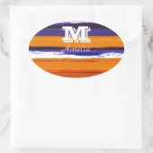 UltraViolet en Gold Waterverf Stripes Ovale Sticker (Tas)