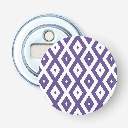 Ultraviolet en wit diamantpatroon button flesopener (Voorkant)