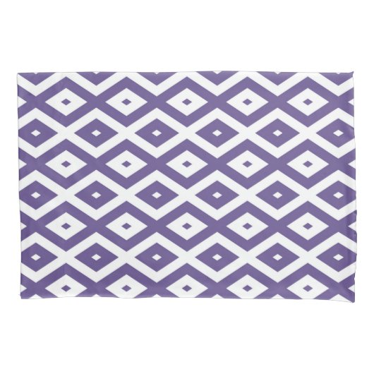 Ultraviolet en wit diamantpatroon kussensloop (Voorkant)