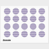 Ultraviolet en wit diamantpatroon ronde sticker (Vel)
