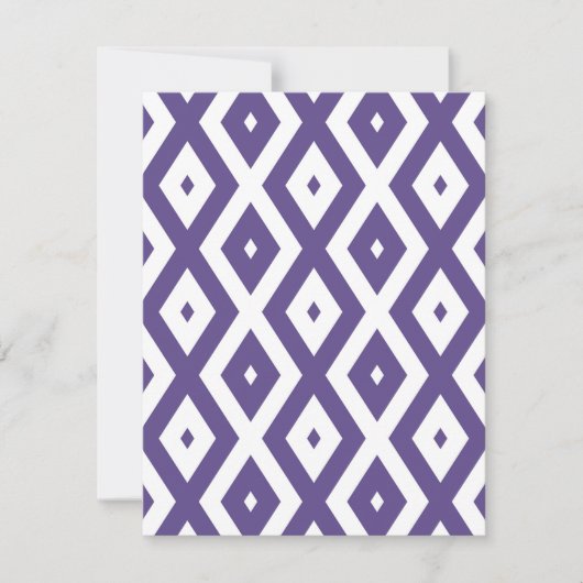 Ultraviolet en wit diamantpatroon RSVP kaartje (Voorkant)