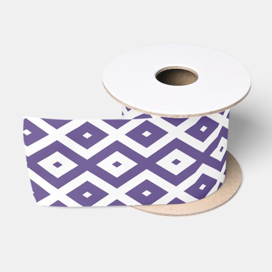 Ultraviolet en wit diamantpatroon satijnen lint (Spoel)