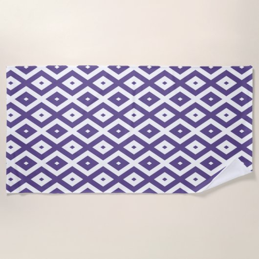 Ultraviolet en wit diamantpatroon strandlaken (Voorkant)