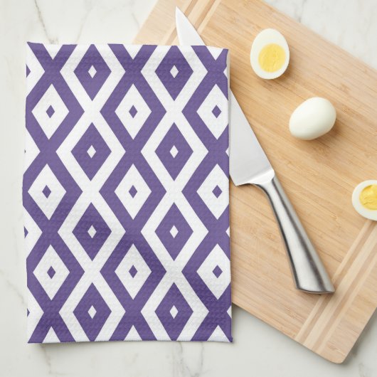 Ultraviolet en wit diamantpatroon theedoek (Quarter Fold)