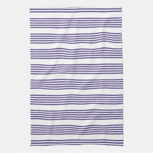 Ultraviolet en wit vijf strips theedoek (Verticaal)