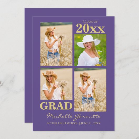 Ultraviolet foto Afstuderen aankondiging Kaart (Voorkant / Achterkant)