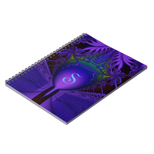 Ultraviolet Fractal Shield and Lace Monogram Notitieboek (Linkerzijde)