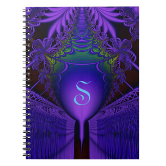 Ultraviolet Fractal Shield and Lace Monogram Notitieboek