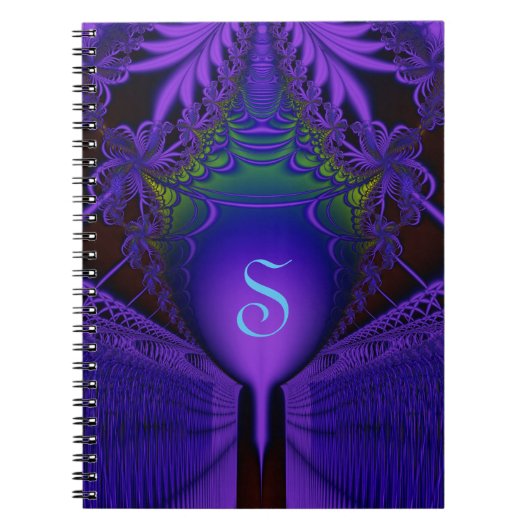 Ultraviolet Fractal Shield and Lace Monogram Notitieboek (Voorkant)