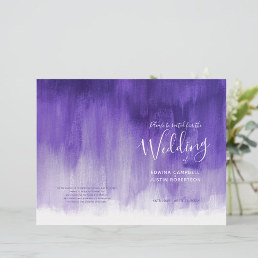 Ultraviolet paars abstract huwelijksprogramma (Staand voorkant)