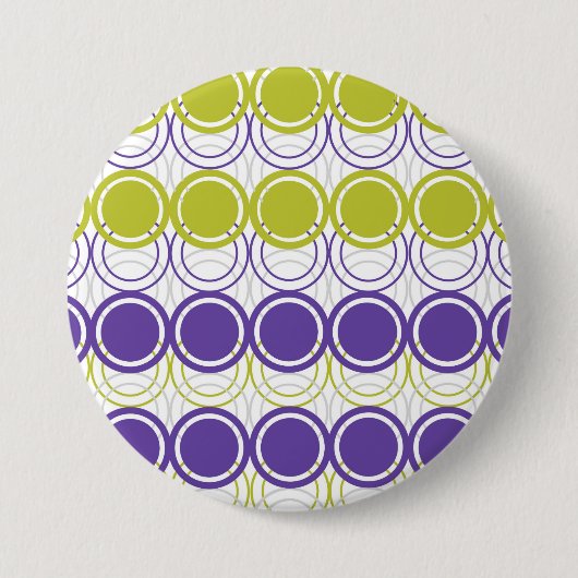 Ultraviolette en groene cirkels ronde button 7,6 cm (Voorkant)