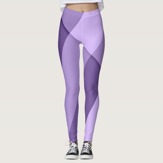 ultraviolette paarse moderne geometrische lijnen leggings (Voorkant)