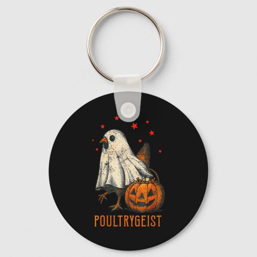 Ultrygeist Grappige Halloween Kip Geest Kostuum P Sleutelhanger (Voorkant)