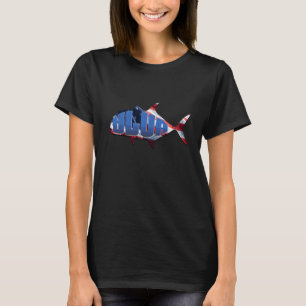 Ulua aka Reuzen Trevally USA Vlag Vissen & Speervi T-shirt