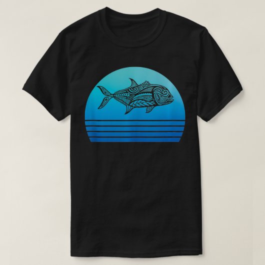 Ulua Fishing Native Hawaiian Tshirt Hawaiian Trib (Design voorkant)