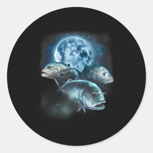 Ulua Gevist Shirt - Trevally Fish huilen bij de Ronde Sticker (Voorkant)