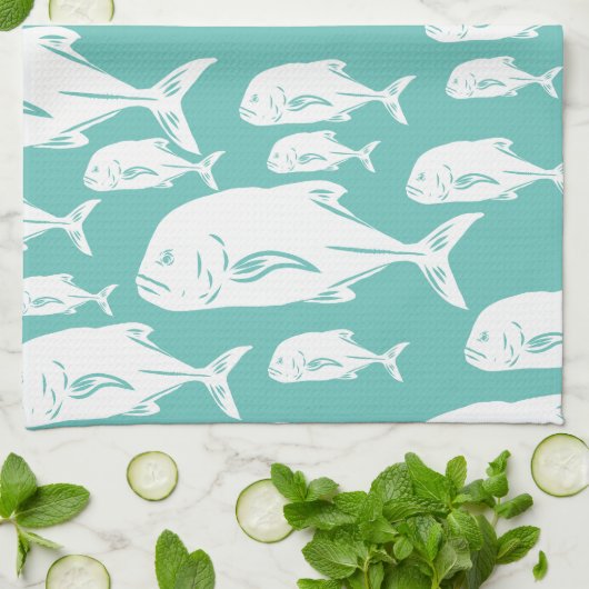 Ulua papio Hawaïaanse visschool - vissen Theedoek (Gevouwen)