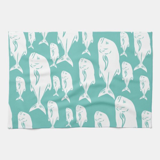 Ulua papio Hawaïaanse visschool - vissen Theedoek (Horizontaal)