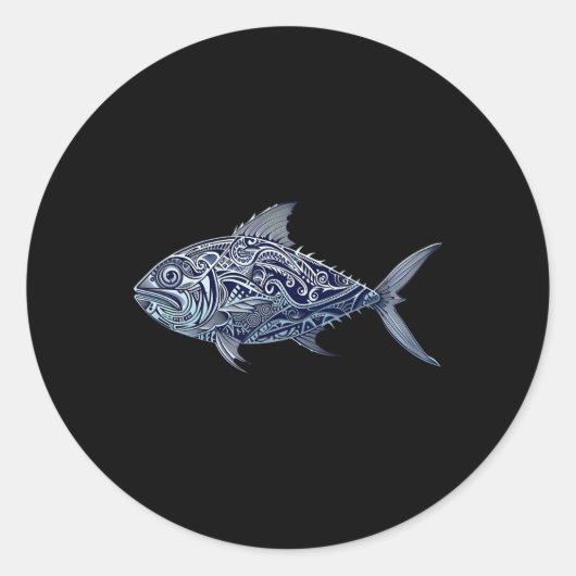 Ulua Vissende Hawaiiaanse - Hawaiiaanse Tribyl 1 Ronde Sticker (Voorkant)