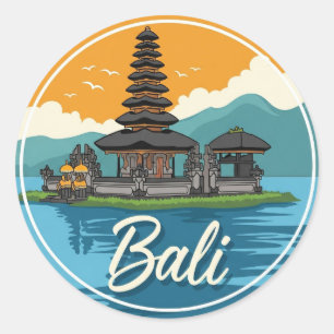 Ulun Danu Bali Indonesië Reis Abstract Ronde Sticker