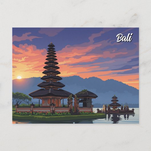 Ulun Danu Bali Indonesië Reizen Feestdagenkaart (Voorkant)
