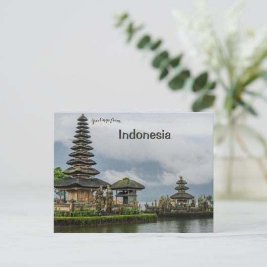 Ulun Danu Beratan Tempel Bali Indonesië Briefkaart (Staand voorkant)