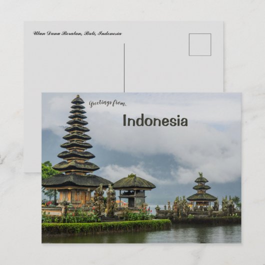 Ulun Danu Beratan Tempel Bali Indonesië Briefkaart (Voorkant / Achterkant)
