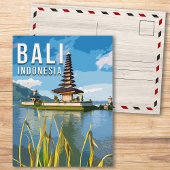 Ulun Danu Beratan Temple Indonesië Waterverf Briefkaart