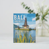 Ulun Danu Beratan Temple Indonesië Waterverf Briefkaart (Staand voorkant)