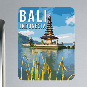 Ulun Danu Beratan Temple Indonesië Waterverf Magneet