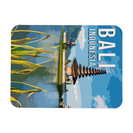 Ulun Danu Beratan Temple Indonesië Waterverf Magneet (Horizontaal)