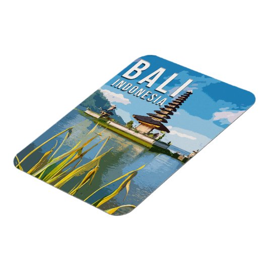 Ulun Danu Beratan Temple Indonesië Waterverf Magneet (Linkerzijde)