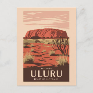 Uluru Australia Travel Art Vintage Briefkaart