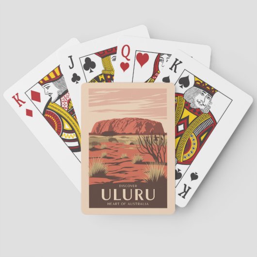 Uluru Australia Travel Art Vintage Pokerkaarten (Achterkant)