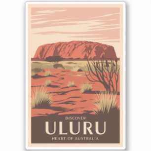 Uluru Australia Travel Art Vintage Sticker