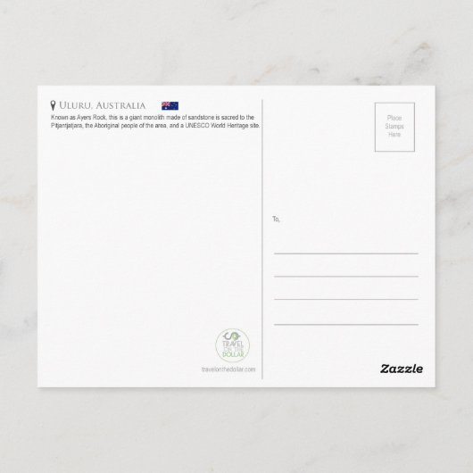 Uluru, Australië Briefkaart (Achterkant)