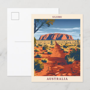 Uluru Australië Elegante Kunst Vintage Reizen Briefkaart
