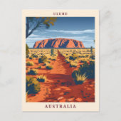 Uluru Australië Elegante Kunst Vintage Reizen Briefkaart (Voorkant)