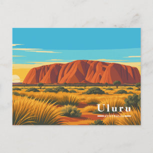 Uluru Australië Reizen in Retro Stijl Feestdagenkaart