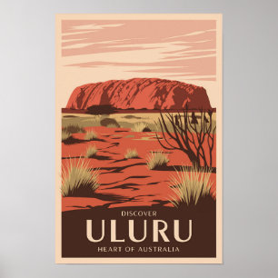 Uluru Australië Reizen Kunst Vintage Poster