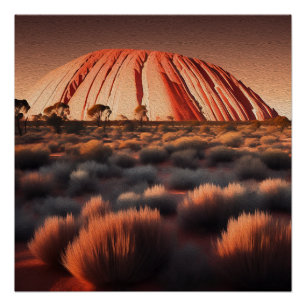 Uluru "Ayers Rock" Australia olieverf, Perfect Poster