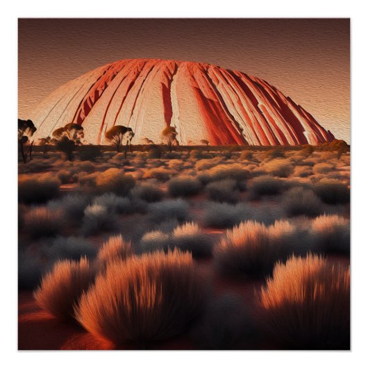 Uluru "Ayers Rock" Australia olieverf, Perfect Poster (Voorkant)