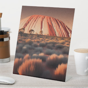 Uluru "Ayers Rock" Australia olieverf, Reclamebord Met Voetstuk