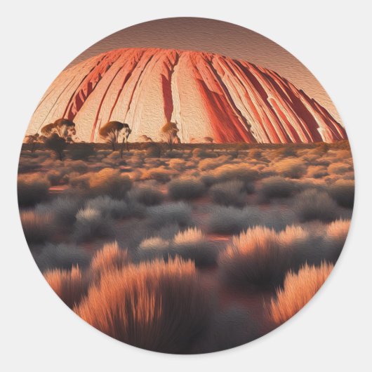 Uluru "Ayers Rock" Australia olieverf, Ronde Sticker (Voorkant)