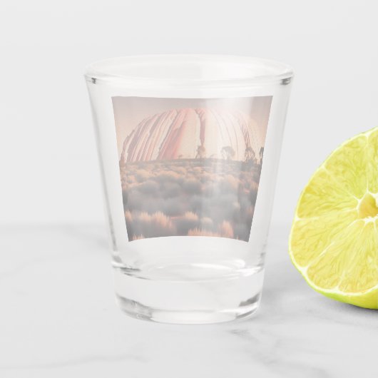 Uluru "Ayers Rock" Australia olieverf, Shot Glas (Achterkant)