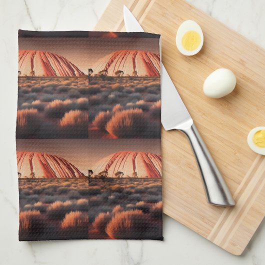 Uluru "Ayers Rock" Australia olieverf, Theedoek (Quarter Fold)