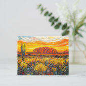 Uluru Outback-landschap in Quilling-stijl Briefkaart (Staand voorkant)