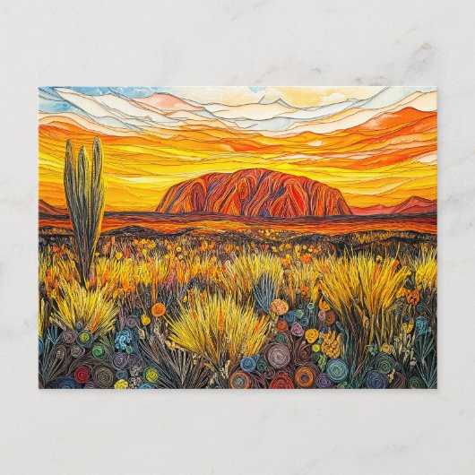 Uluru Outback-landschap in Quilling-stijl Briefkaart (Voorkant)