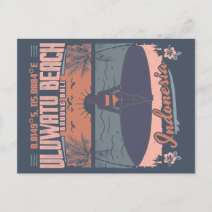 ULUWATU BEACH - SURFING GIRL - BALI INDONESIA BRIEFKAART