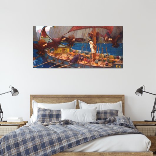 Ulysses en de Sirenen (1891) Canvas Afdruk (Insitu (Slaapkamer))